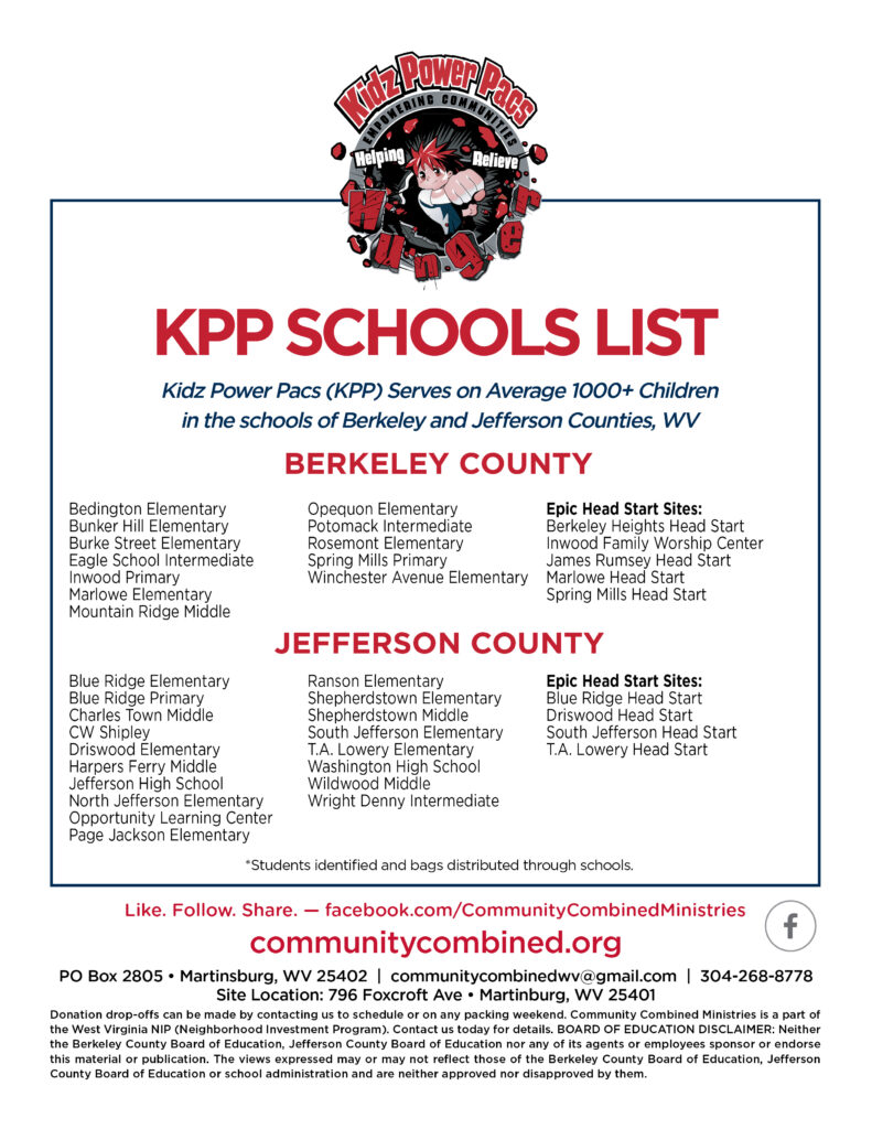 Kidz Power Pacs Schools Served List: Select the link to the PDF download in the captions to download the printable PDF flyer. See the text in the post for full text-based information about this poster